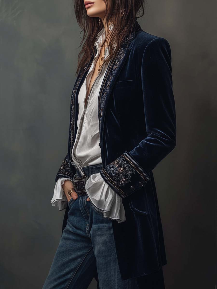 Colette | Long Embroidered Jacket