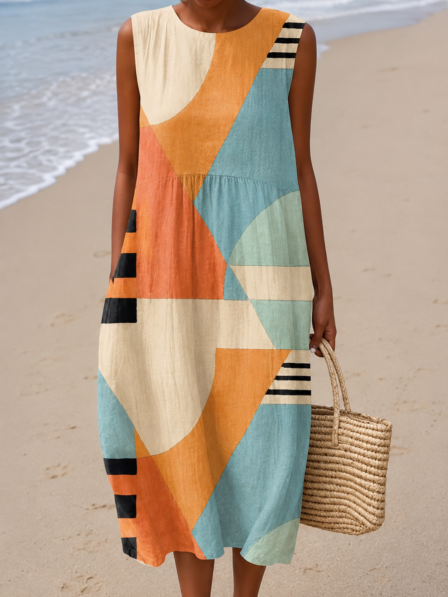 Iris | Geometric Midi Dress