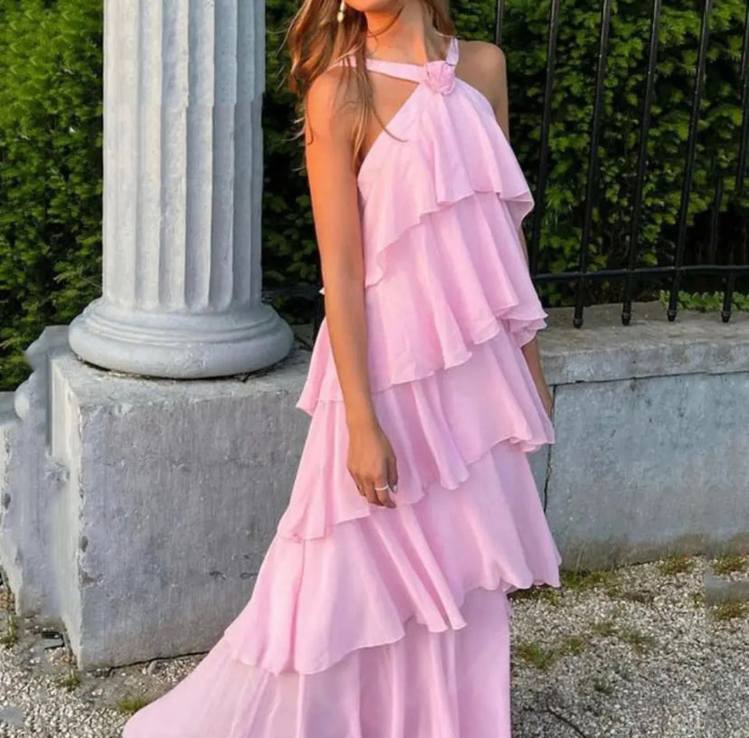 Ayelet™ | Halterneck Ruffle Maxi Dress