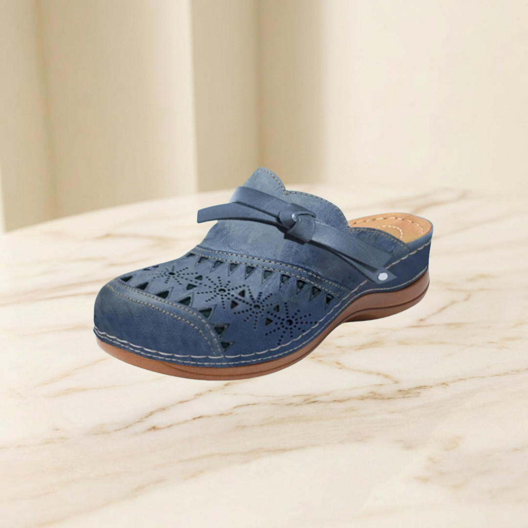 Patricia - Bow Hollow Out Flat Mules