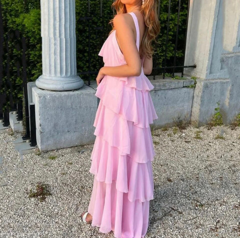 Ayelet™ | Halterneck Ruffle Maxi Dress
