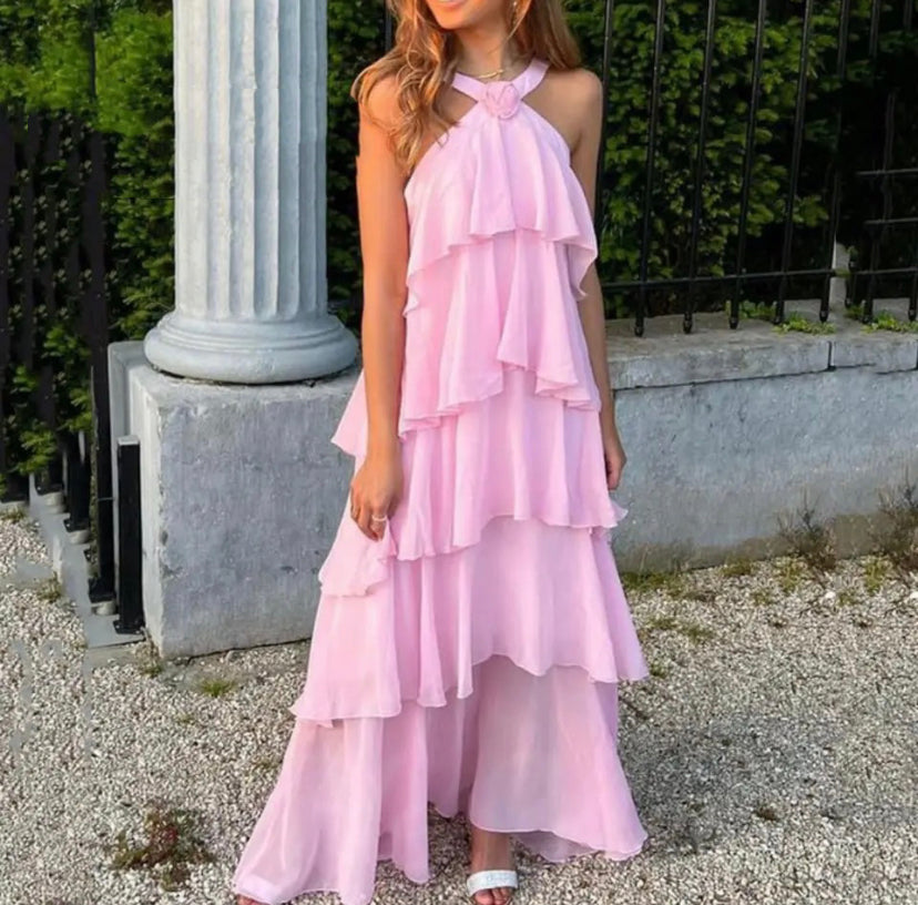 Ayelet™ | Halterneck Ruffle Maxi Dress