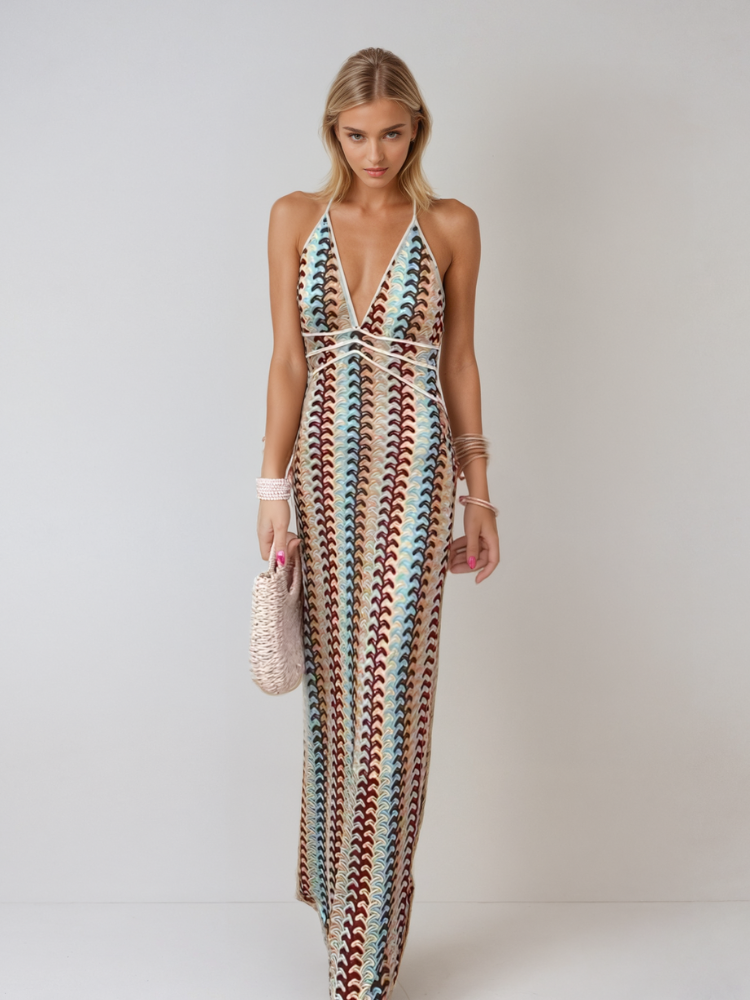 Naama-Lee™ | Backless V-Neck Maxi Dress