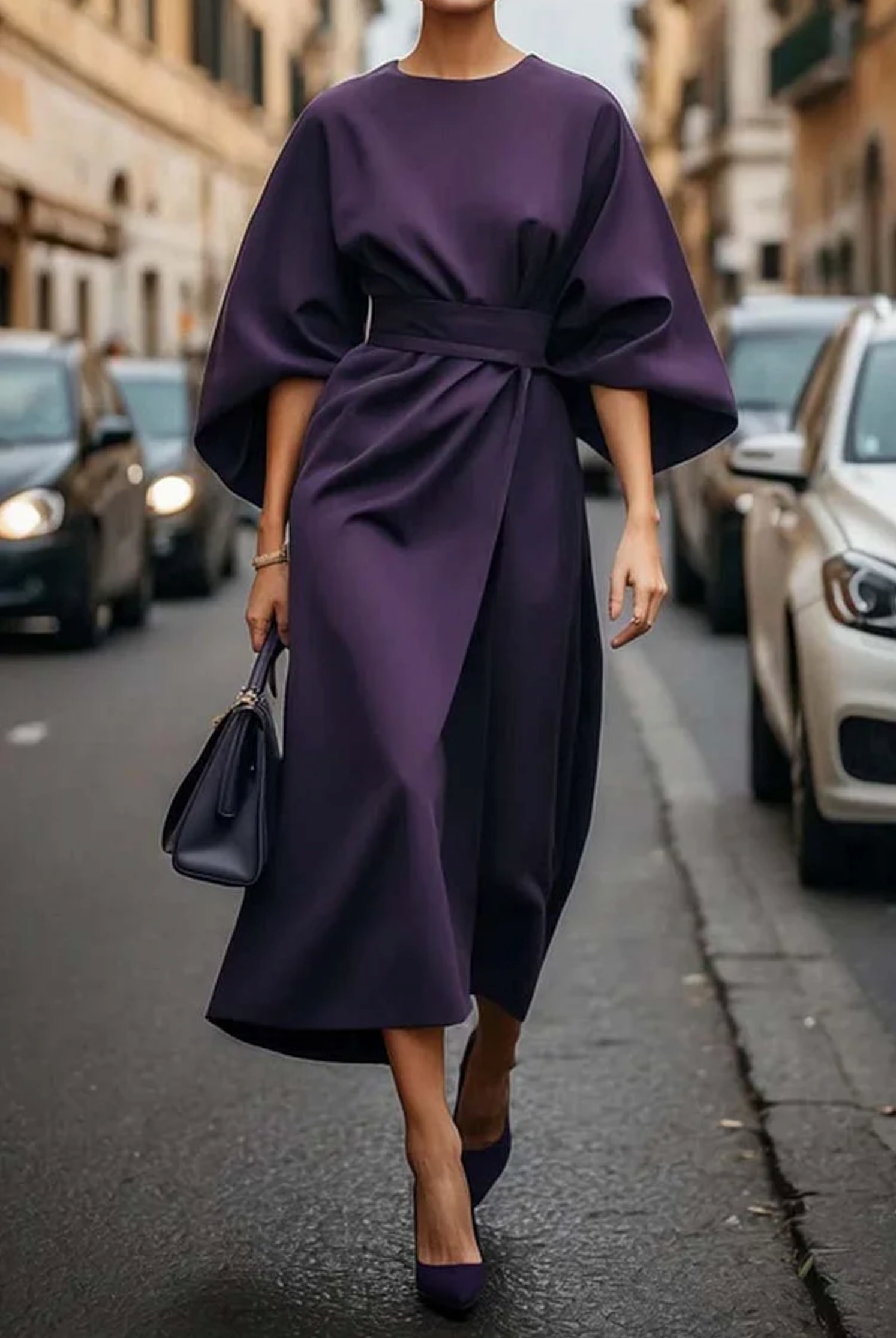 Maya™ | Elegant Lantern Sleeve Dress