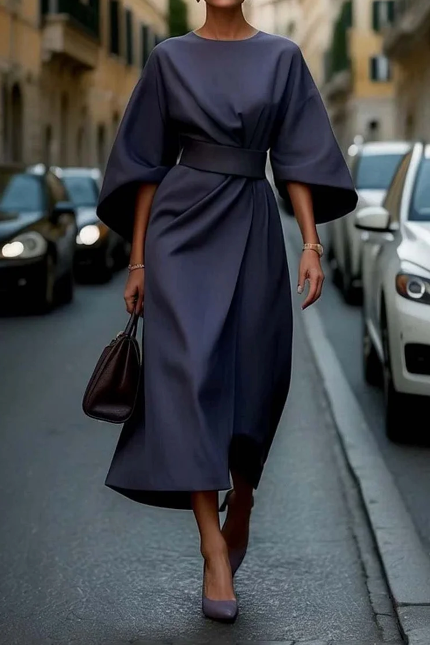 Maya™ | Elegant Lantern Sleeve Dress