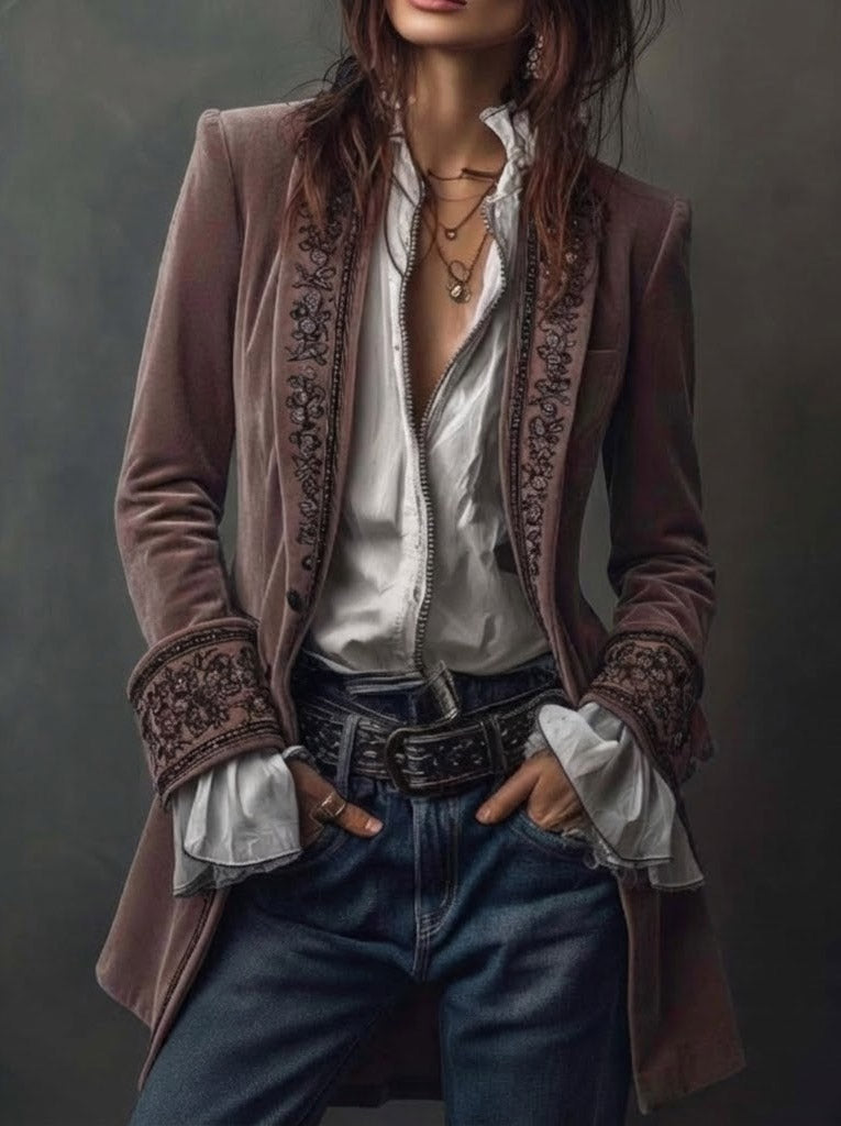 Colette | Long Embroidered Jacket