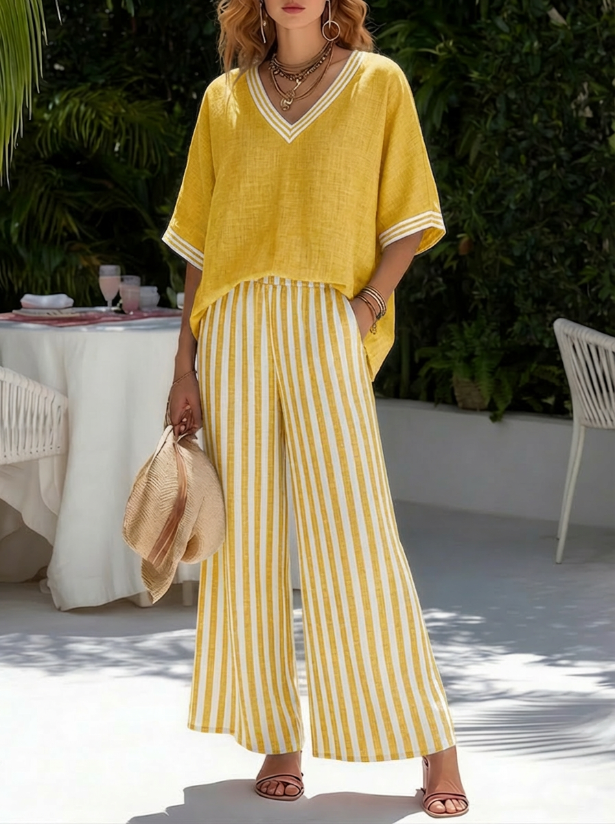 Amélia | Striped Linen Set