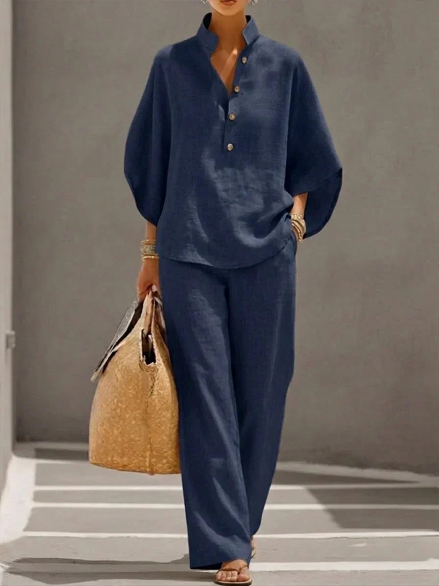 Maribel | Set with Batwing Sleeves and Wide Pants