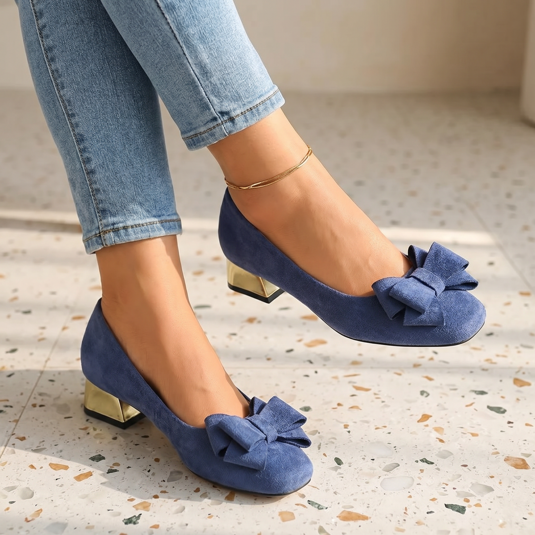 Linda – Bow Block Heel Pumps