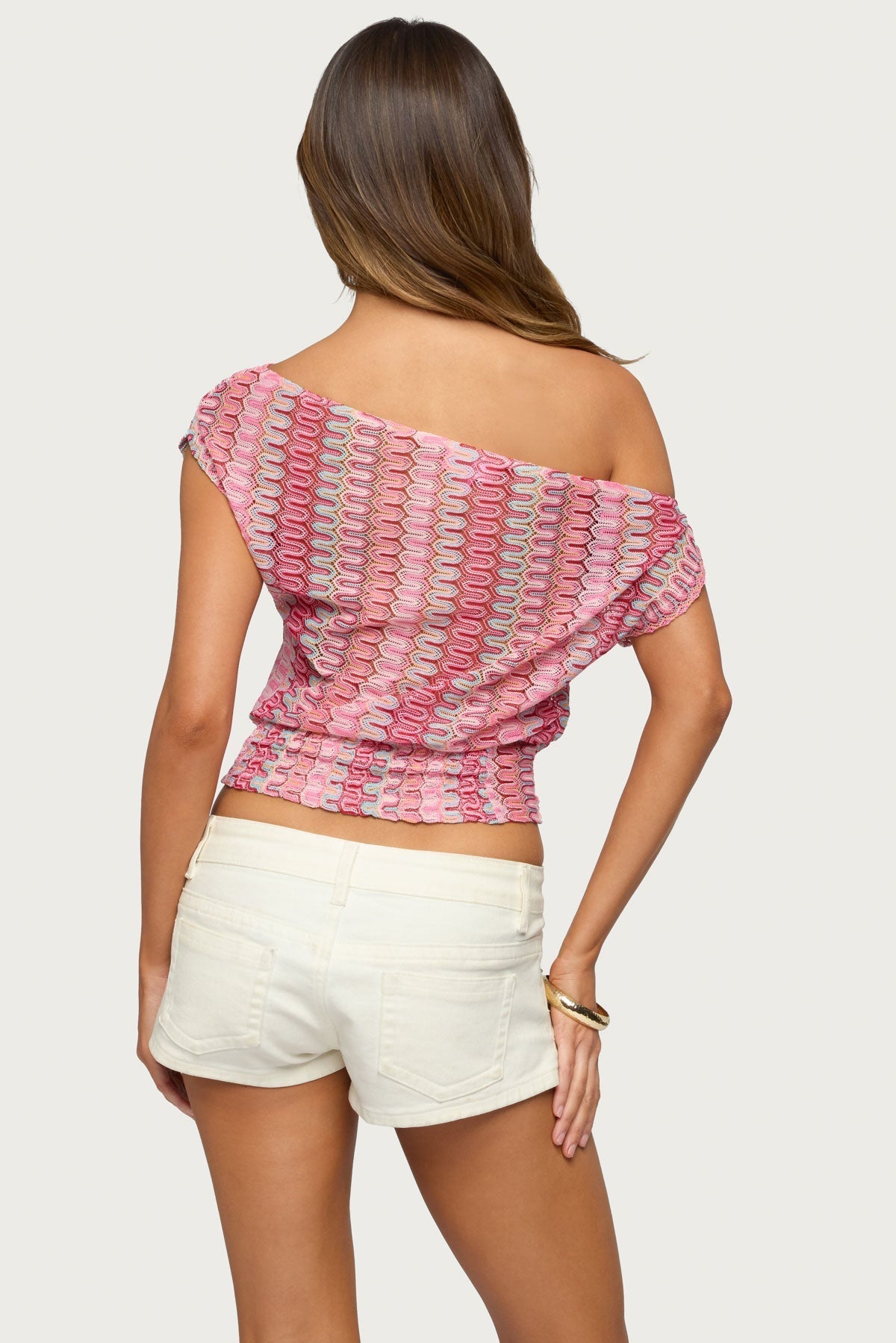 Taniya Off Shoulder Zigzag Crochet Top