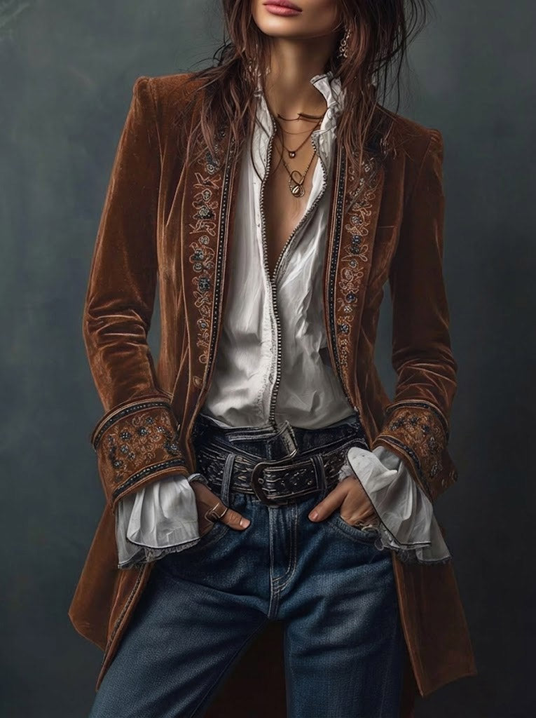 Colette | Long Embroidered Jacket